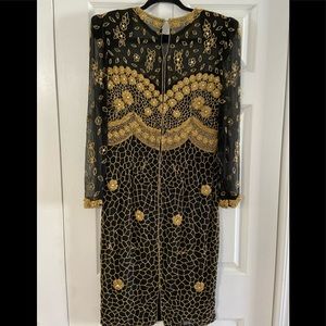 Vintage Hand beaded silk one of a kind vintage dress